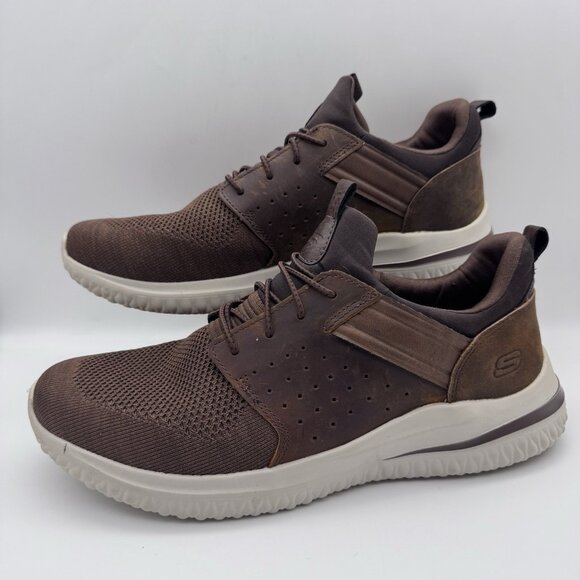 Skechers Delson 3.0 Cicida Mens 12 Slip On Sneakers Brown Athletic 210238 Shoes - Picture 1 of 9